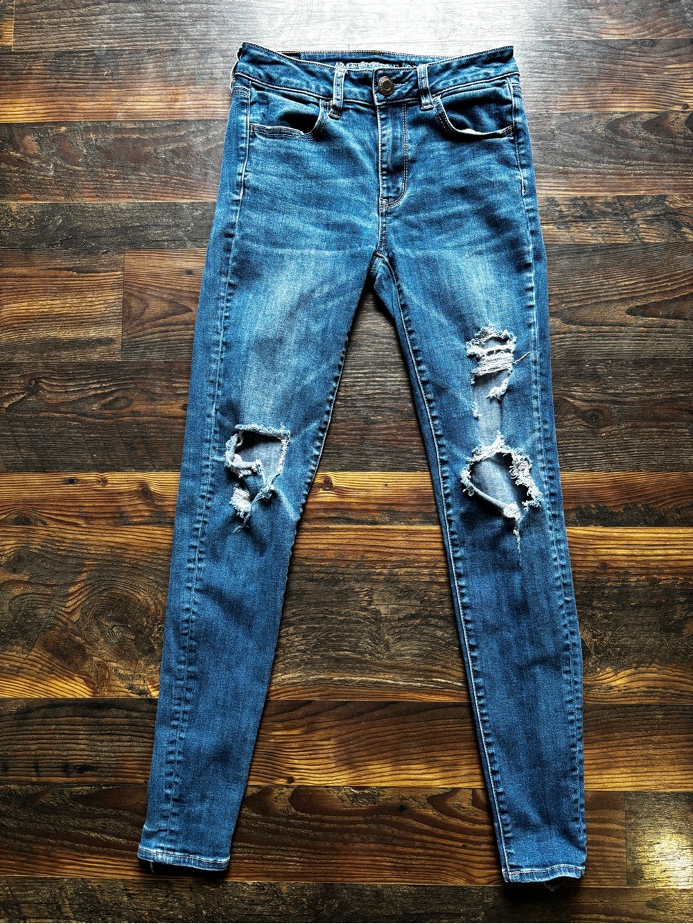 American Eagle Outfitters Ripped Blue Skinny Jeans